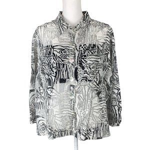 Vintage Chico's Design Long Sleeve Sheer Button Down Blouse